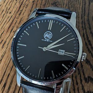 AIBI Men`s Classic Silver Simple Analog Quartz Date Black Watch